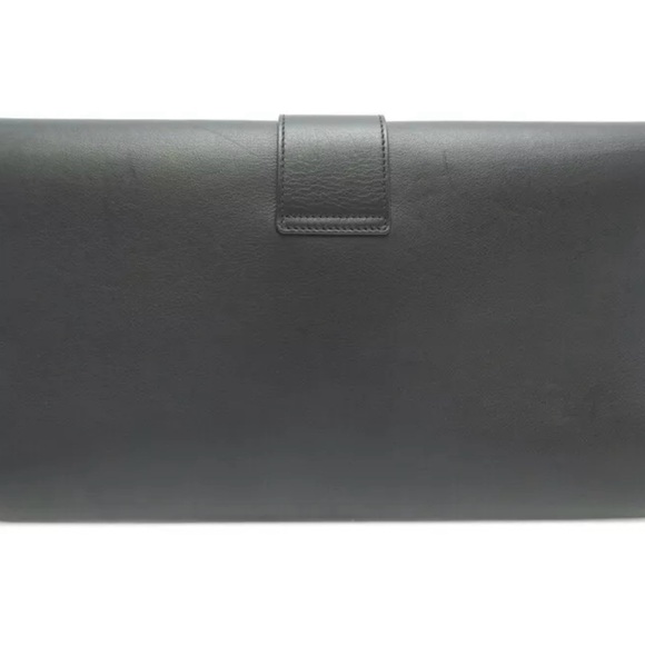 Yves Saint Laurent Black Leather Clutch with Gold Accent - Picture 2 of 5